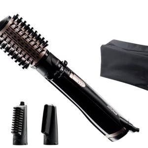 Perie rotativa BaByliss AS200E, 1000W, Ionizare, Perie 50 mm ceramica, 4 Accesorii, 2 Setari temperatura/viteza, Cool-Shot, geanta depozitare, Negru, Resigilat, Grad A