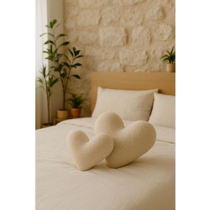 Perna decorativa in forma de inima, poliester/silicon, 42x45 cm, bej - Verificat A · Re-Bloom - Img 3