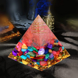 Piramida Orgone cu 11 cristale vindecatoare YORFULL, cristal, multicolor, 6 x 6 cm - Img 2