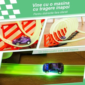 Pista pentru masini cu efecte luminoase si masina inclusa, PP/PS/ABS/TPR/HIPS, 86x67x21 cm, varsta 3-6 ani, verde/rosu - Verificat A · Re-Bloom - Img 5