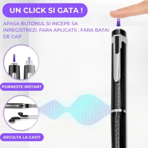Pix Spion cu reportofon integrat Revose™, inregistrare audio HD discreta cu activare vocala, peste 400 ore stocare interna, autonomie mare, functie USB pentru transfer rapid - Img 2