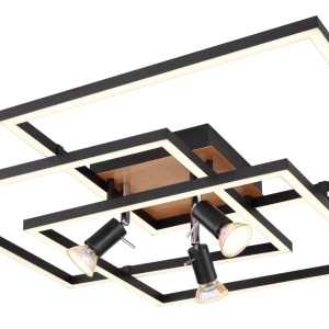 Plafoniera Celestino, LED, metal/plastic, alb/negru/maro, 63,5 x 63,5 x 14 cm