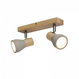 Plafoniera cu 2 lumini Filiz, LED, lemn/metal/beton, gri/argintiu/natur, 27 x 12,3 cm - Img 1