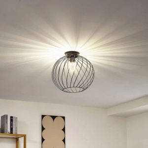 Plafoniera Lindby Danika, neagra, socul E27, 40cm diametru