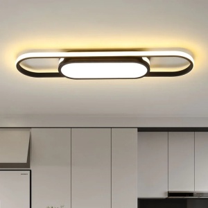 Plafoniera Muscato, LED, acril/metal, alb/negru, 70 x 17 x 5 cm