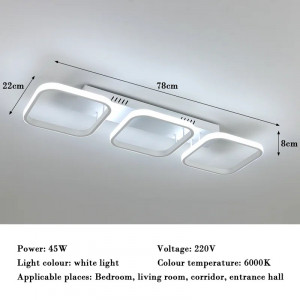 Plafoniera Nebel, LED, aluminiu/acril, negru/alb, 78 x 22 x 8 cm