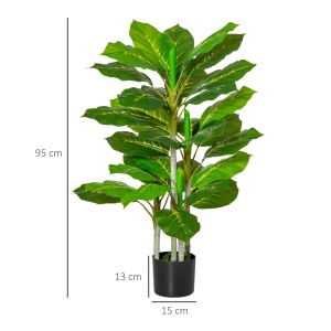 Planta artificiala in ghiveci Re-Bloom, PEVA/PE/ciment, inaltime 95 cm, 33 frunze, vas diametru 15x13 cm, verde/negru - Verificat A · Re-Bloom - Img 2
