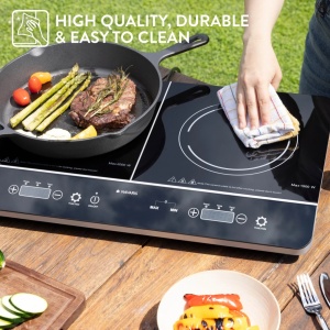Plita cu inductie dubla 3500W, 2 zone gatit, afisaj tactil, sticla, Negru - Verificat A · Re-Bloom - Img 3