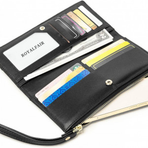 Portofel pentru dama ROYALFAIR, piele PU, negru, 19,5 x 9, 5 cm - Img 6