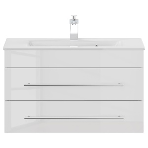 Portus dulap de baie cu lavoar 80x50x36 cm, 2 sertare, PAL foliat, alb lucios - Verificat A · Re-Bloom - Img 4