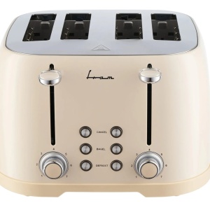 Prajitor de paine Fram FTP-800CR, Putere 1600W, Capacitate 4 felii, 6 nivele de rumenire, Crem