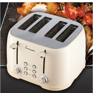 Prajitor de paine Fram FTP-800CR, Putere 1600W, Capacitate 4 felii, 6 nivele de rumenire, Crem - Img 3