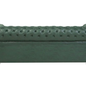 Produs Resigilat Canapea Chesterfield 3 locuri Re-Bloom, piele ecologica/eucalipt/stejar, 195x76x70 cm, arcuri sinuoase, spuma, 250 kg/persoana, verde - Verificat A - Img 5