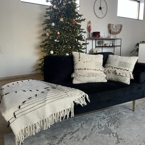 Produs Resigilat Canapea dreapta Re-Bloom Miramas, catifea/metal, 171x79x63 cm, spuma 50 kg/m3, 350 kg, perne incluse, negru - Verificat A - Img 3