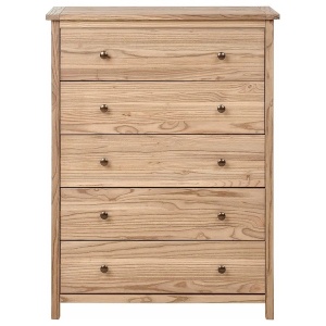 Produs Resigilat Comoda Re-Bloom Salton, 5 sertare, lemn masiv/placaj, 85x39x111 cm, maro - Verificat A