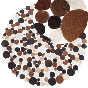 Produs Resigilat Covor Re-Bloom Sorgun rotund din piele de vaca, diametru 140 cm, model geometric, suport pasla, maro/auriu - Verificat A - Img 2