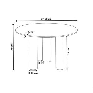 Produs Resigilat Masa de sufragerie rotunda Re-Bloom Orin, MDF/lemn cauciuc, diametru 120 cm, inaltime 76 cm, 4 persoane, 150 kg, maro inchis - Verificat A - Img 5