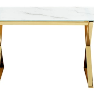 Produs Resigilat Masa Re-Bloom Attica, metal/sticla securizata, 120x70x75 cm, 4 persoane, alb/auriu - Verificat A - Img 5
