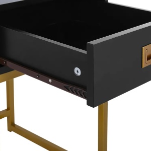 Produs Resigilat Masuta laterala Re-Bloom Largo, MDF/fier, 40x40x57 cm, negru/auriu - Verificat A - Img 3