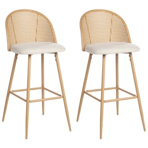 Produs Resigilat Set 2 scaune de bar Re-Bloom Cornell, lemn masiv/in, 46x51x104 cm, 120 kg, bej/natur - Verificat A
