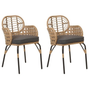 Produs Resigilat Set 2 scaune de gradina cu perne Re-Bloom Pratello, ratan PE/textil/otel, 45x49x84 cm, 100 kg, gri grafit/natur - Verificat A