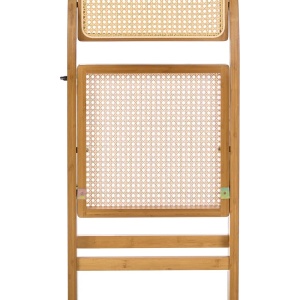 Produs Resigilat Set 2 scaune de masa pliabile Re-Bloom Modane, bambus/ratan PE, 45x54x83 cm, 150 kg, bej/maro - Verificat A - Img 4