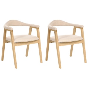 Produs Resigilat Set 2 scaune de masa Re-Bloom Oneco, lemn cauciuc/MDF/textil, 56x62x72 cm, 100 kg, natur/bej - Verificat A