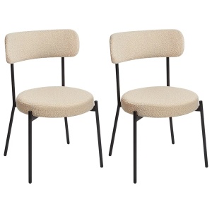 Produs Resigilat Set 2 scaune dining Allison, boucle/otel, 47x52x77 cm, 120 kg, bej deschis si negru - Verificat A
