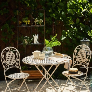 Produs Resigilat Set 2 scaune gradina pliabile Re-Bloom Bivio, metal, 43x52x93 cm, 120 kg, alb-galui - Verificat A - Img 4