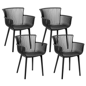 Produs Resigilat Set 4 scaune de gradina Re-Bloom Pesaro, polipropilena, 58x45x84 cm, 150 kg, negru - Verificat A