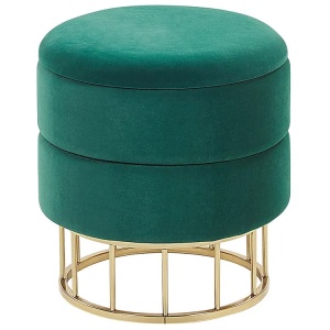Produs Resigilat Taburet Re-Bloom Elgin cu spatiu de depozitare, 37x37x42 cm, catifea, picioare metal, 100 kg, verde inchis - Verificat A