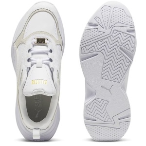 Puma, Pantofi sport cu garnituri de piele intoarsa Cassia Lux, Alb, Bej deschis, 38, Resigilat, Grad A - Img 3