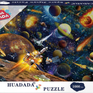 Puzzle de 1000 piese Huadada, model Sistemul Solar, carton, multicolor, 50 x 70 cm