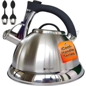 Pykal ceainic cu fluier, otel inoxidabil, 3L, 2 infuzoare, maner iCool, Argintiu - Verificat B · Re-Bloom
