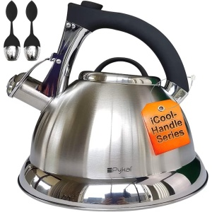 Pykal ceainic cu fluier, otel inoxidabil, 3L, 2 infuzoare, maner iCool, Argintiu - Verificat A · Re-Bloom