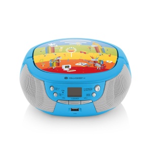 Radio CD pentru copii GoGEN DECKO B, 2 x 0,8 W, Bluetooth, karaoke, microfon, MP 3, USB, AUX in, albastru - Img 2