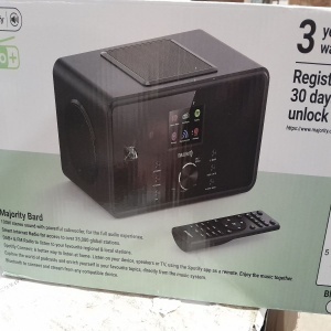 Radio internet global Bluetooth DAB+, 2.1, cu subwoofer integrat, 100 W, Radio FM, Spotify Connect, telecomanda, alb, Resigilat, Grad A - Img 2