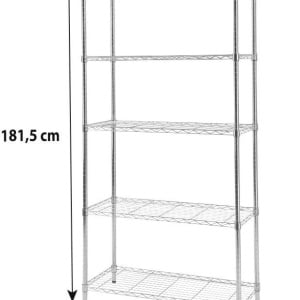 Raft de depozitare Meran, metal/plastic, crom, 91 x 184 x 36 cm