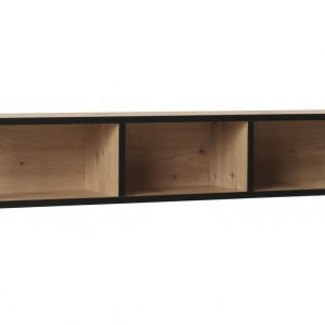 Raft de perete Ambia, lemn/metal, natur/negru, 104 x 20 x 20 cm