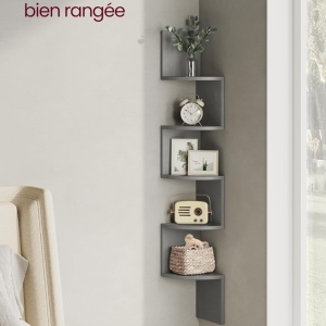 Raft de perete Vasagle, PAL, gri, 20 x 20 x 126 cm, Resigilat, Grad A - Img 3