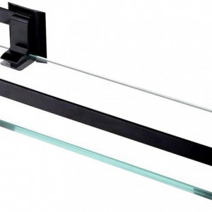 Raft pentru baie Encoft, aluminiu/sticla, transparent/negru, 35 x 12 x 4,4 cm - Img 1