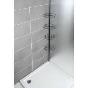 Raft pentru cabina de dus Dolcedo, otel inoxidabil, negru, 31 x 65-275 x 23 cm