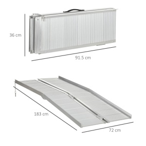Rampe mobile pentru scaune rulante Re-Bloom, antiaderente, aluminiu, argintiu, 183 x 72 x 5 cm, Resigilat, Grad A - Img 3
