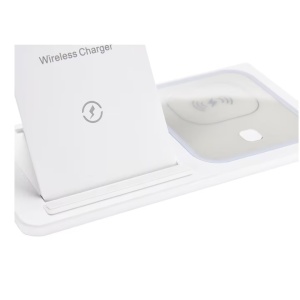 ReadeREST statie de incarcare wireless 3 in 1, telefon, casti si smartwatch, compatibil iPhone, Android, AirPods, Apple Watch, Samsung, Huawei, Xiaomi, alb - Verificat B · Re-Bloom - Img 2