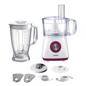 RESIGILAT – Robot de bucatarie Heinner HFP-750BG, Putere 750W, Bol 1.2L, Blender 1.8L, 4 discuri, Alb/Visiniu