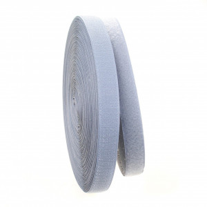 Rola de banda de cusut cu carlig si bucla TUKA-i-AKUT, fibre sintetice, gri argintiu, 25 m x 25 mm