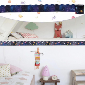 Rola de banda decorativa cu model spatial MERYSAN, hartie/PET, multicolor, 7 cm x 20 m