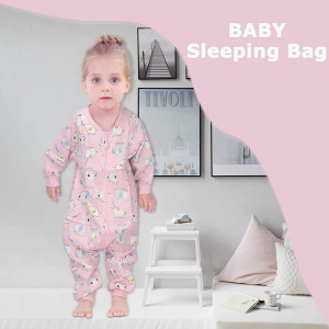 Salopeta de dormit pentru bebelusi Minizone, bumbac, alb/roz, 2-3 ani - Img 7
