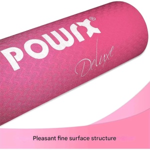 Saltea pentru antrenament si husa de protectie, pentru yoga, fitness, aerobic, pilates, exercitii la sol, POWRX, Antiderapant, Spuma de cauciuc, 173x61x0.5 cm, Roz, Resigilat, Grad A - Img 3