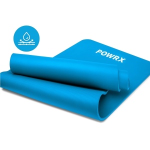 Saltea pentru antrenament si husa de protectie, pentru yoga, fitness, aerobic, pilates, exercitii la sol, POWRX, Antiderapant, 183x60 cm, Albastru, Resigilat, Grad A - Img 3